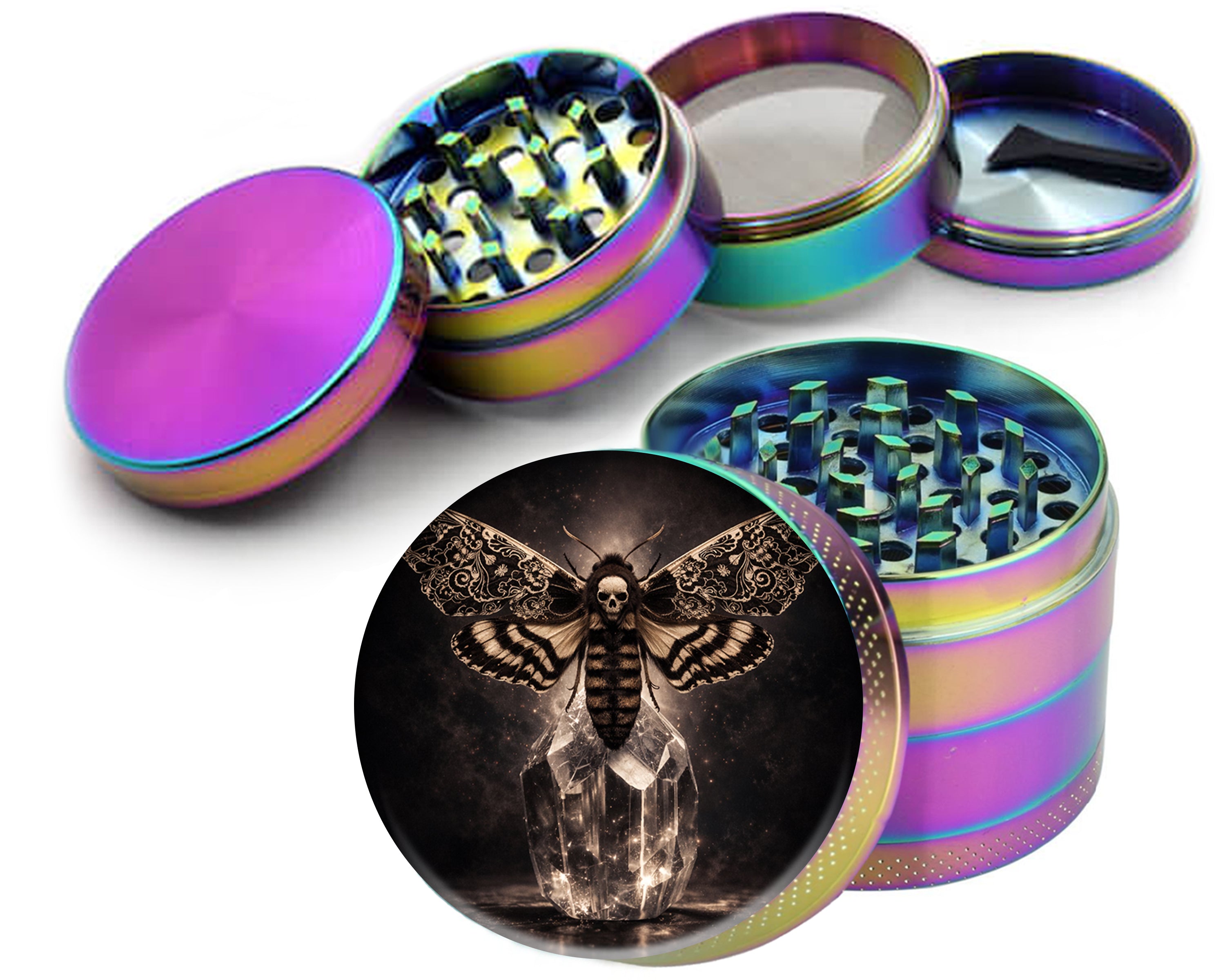 Crystal Skull Moth Spice Grinder Rainbow Grinder