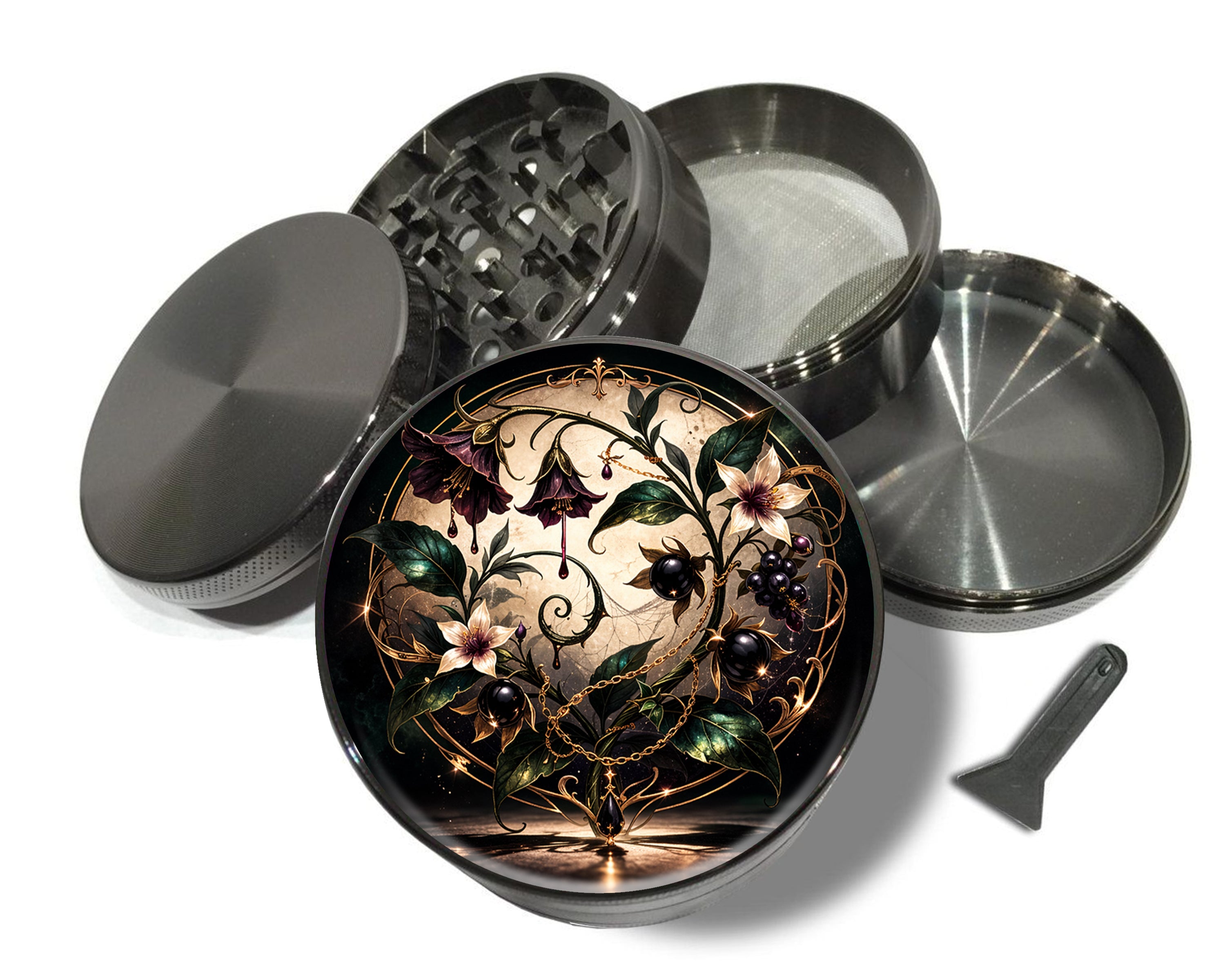 Victorian Nightshade Wreath Spice Grinder Grey Grinder