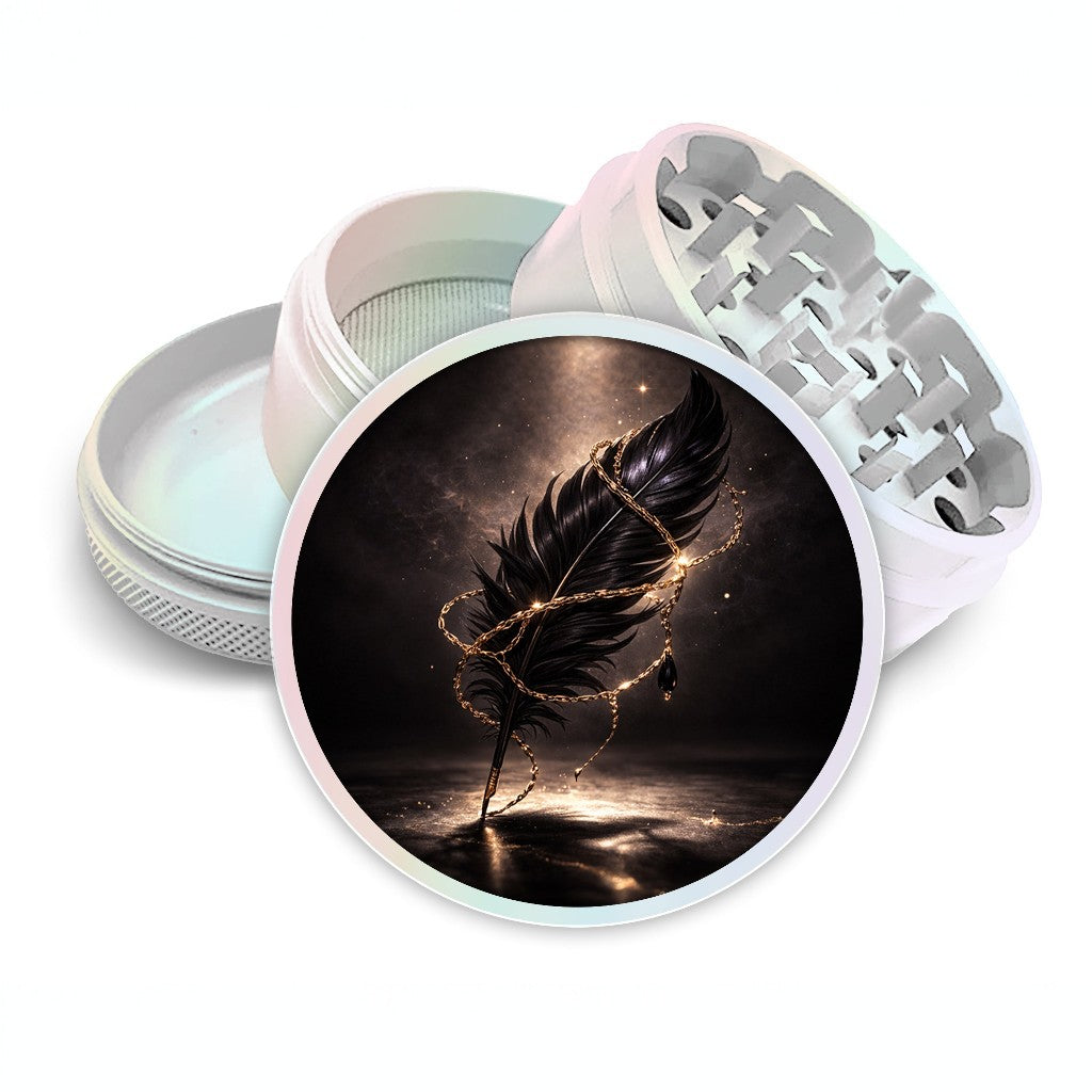 Black Celestial Feather Relic Spice Grinder White Grinder