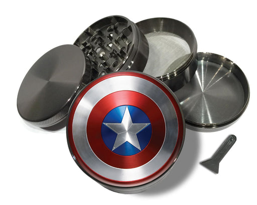 Captain Shield Superhero Comic Art Emblem Spice Grinder Grey Grinder