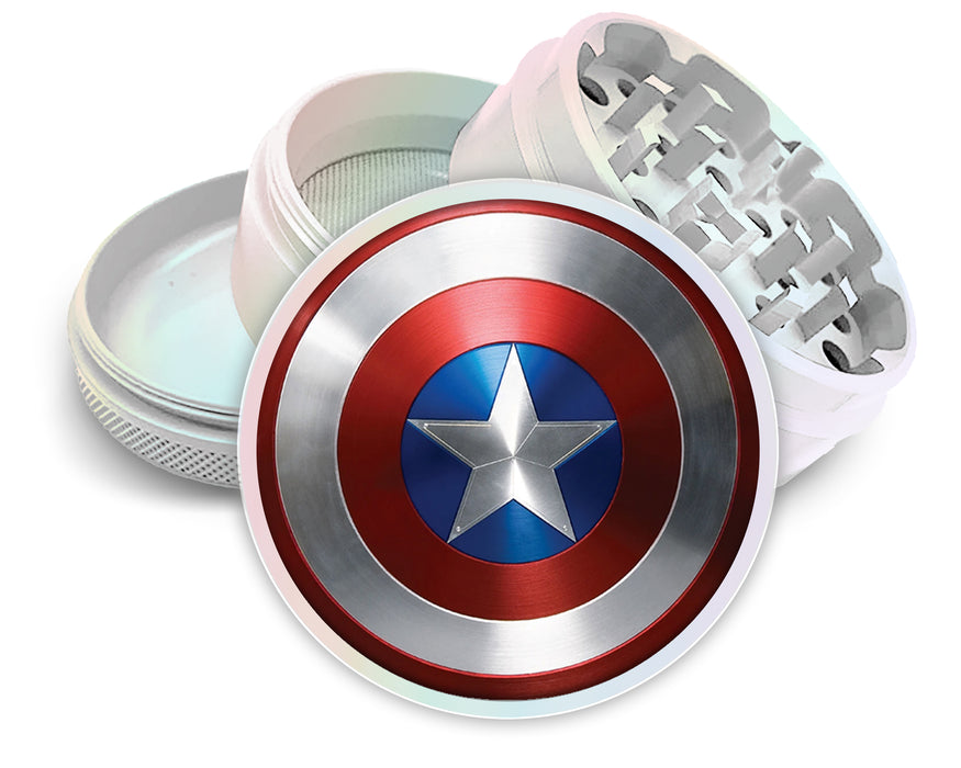 Captain Shield Superhero Comic Art Emblem Spice Grinder White Grinder