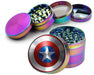 Captain Shield Superhero Comic Art Emblem Spice Grinder Rainbow Grinder