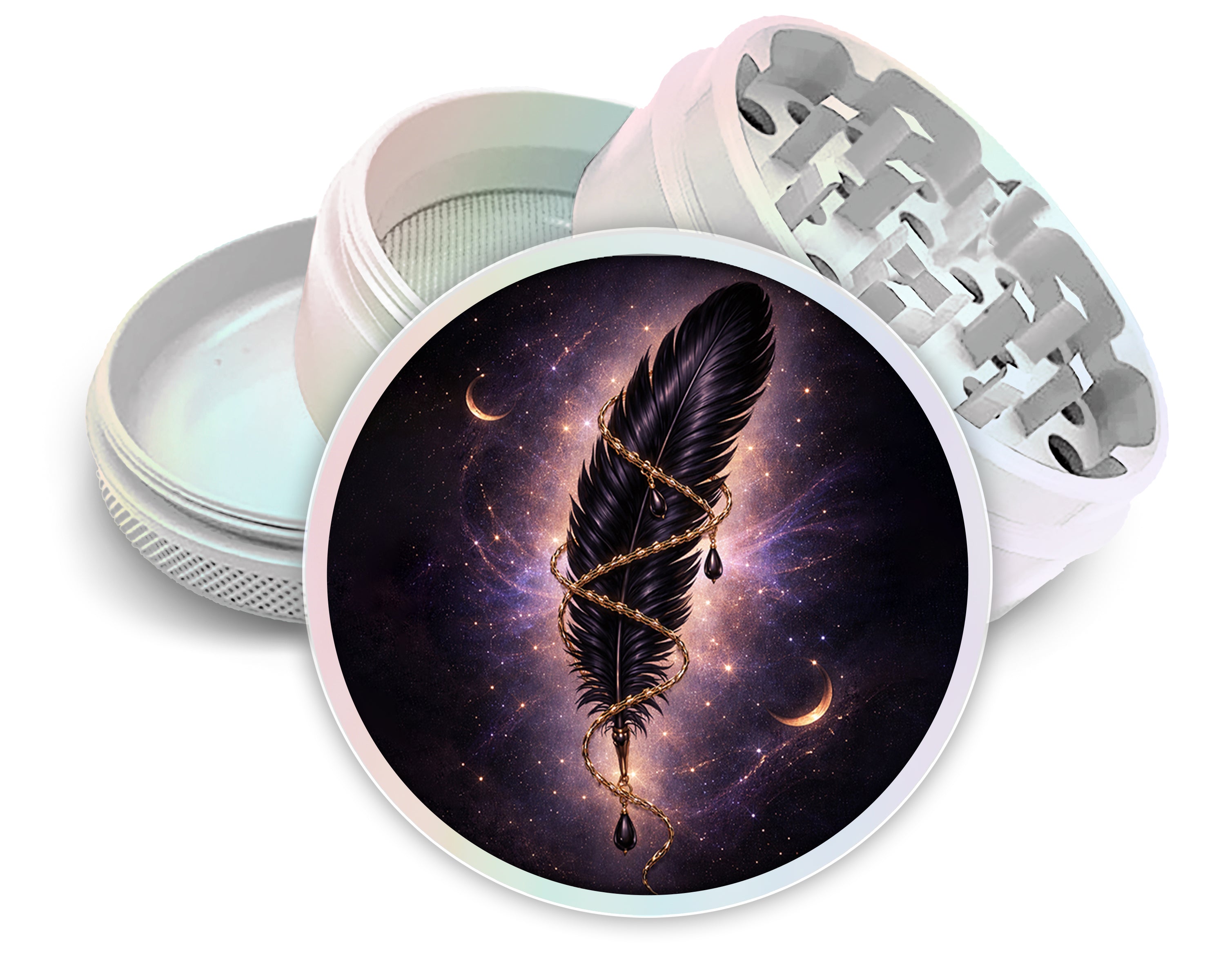Lunar Feather Sigil Spice Grinder White Grinder