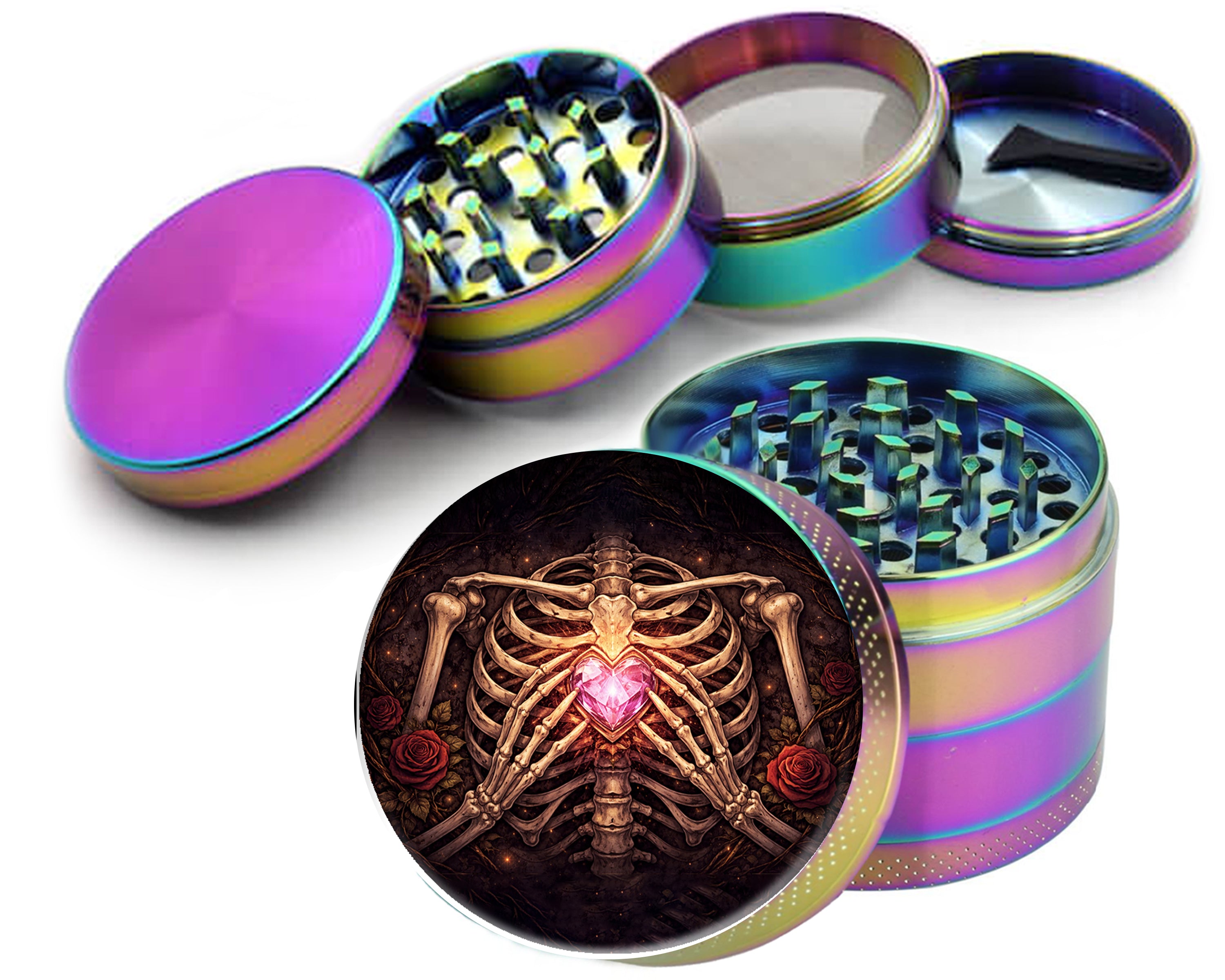 Sacred Heart Ribcage Spice Grinder Rainbow Grinder