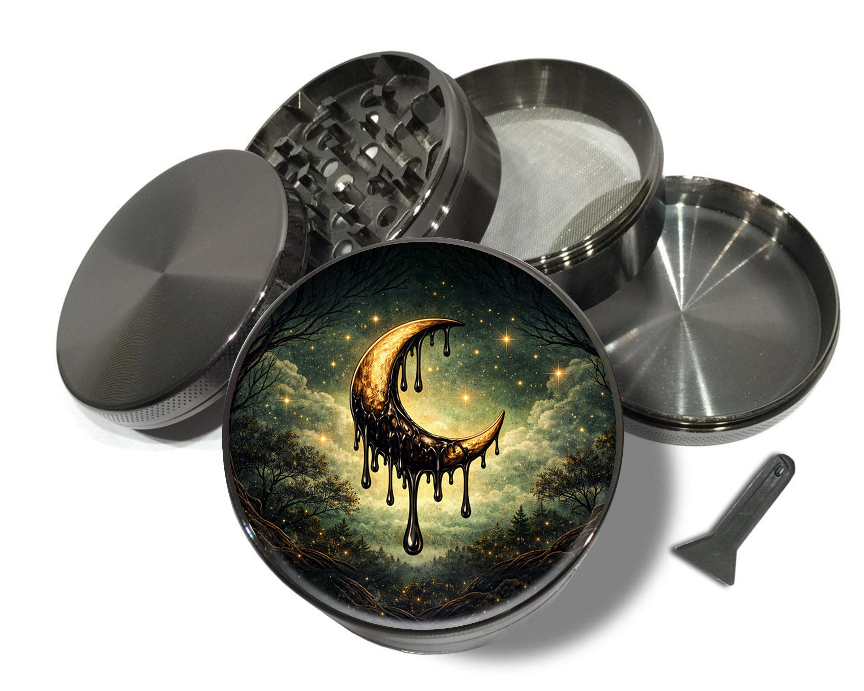 Golden Dripping Crescent Moon Spice Grinder Grey Grinder