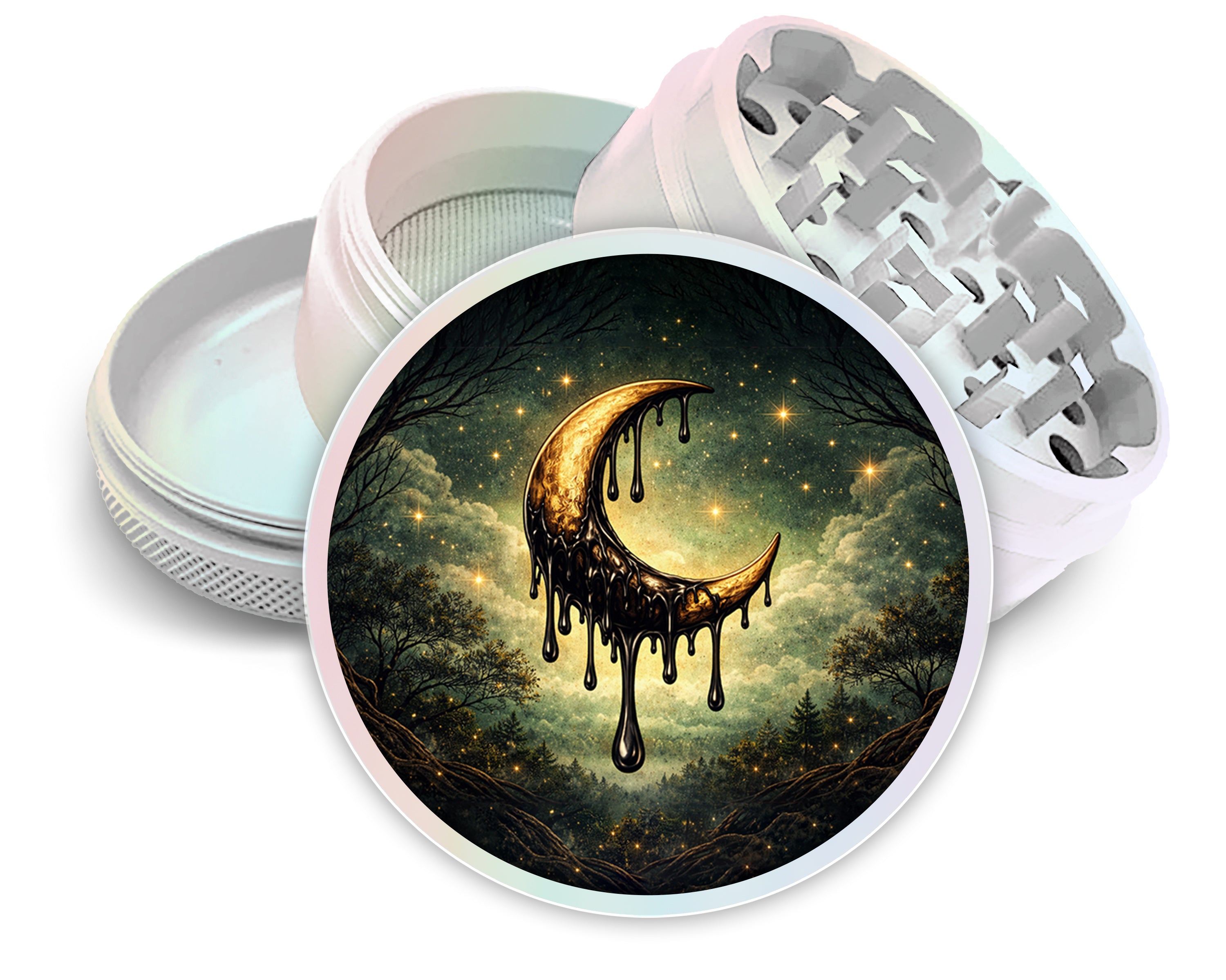 Golden Dripping Crescent Moon Spice Grinder White Grinder