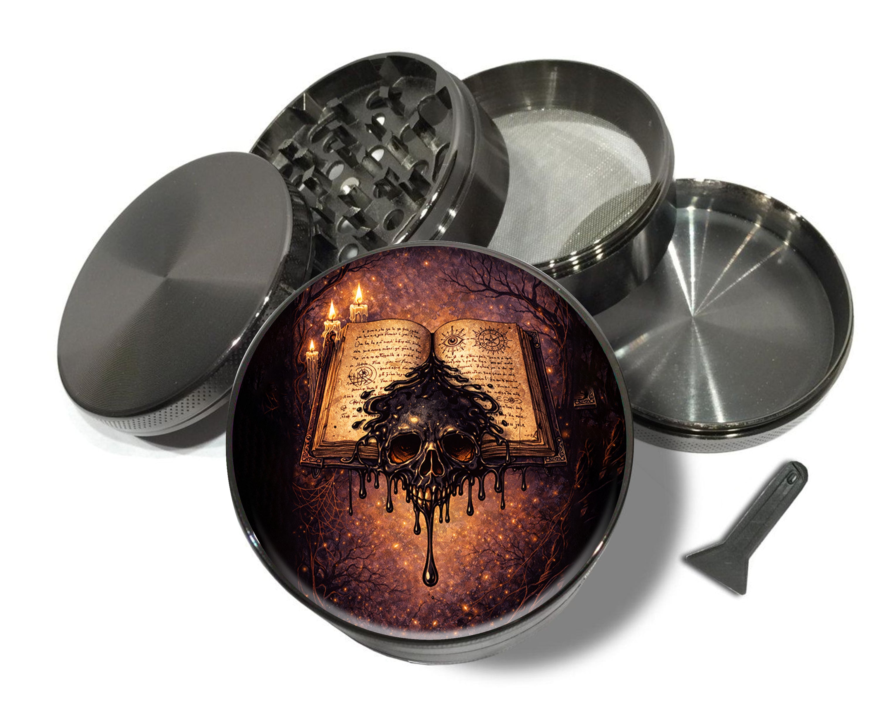 Forbidden Spellbook Sigil Spice Grinder Grey Grinder