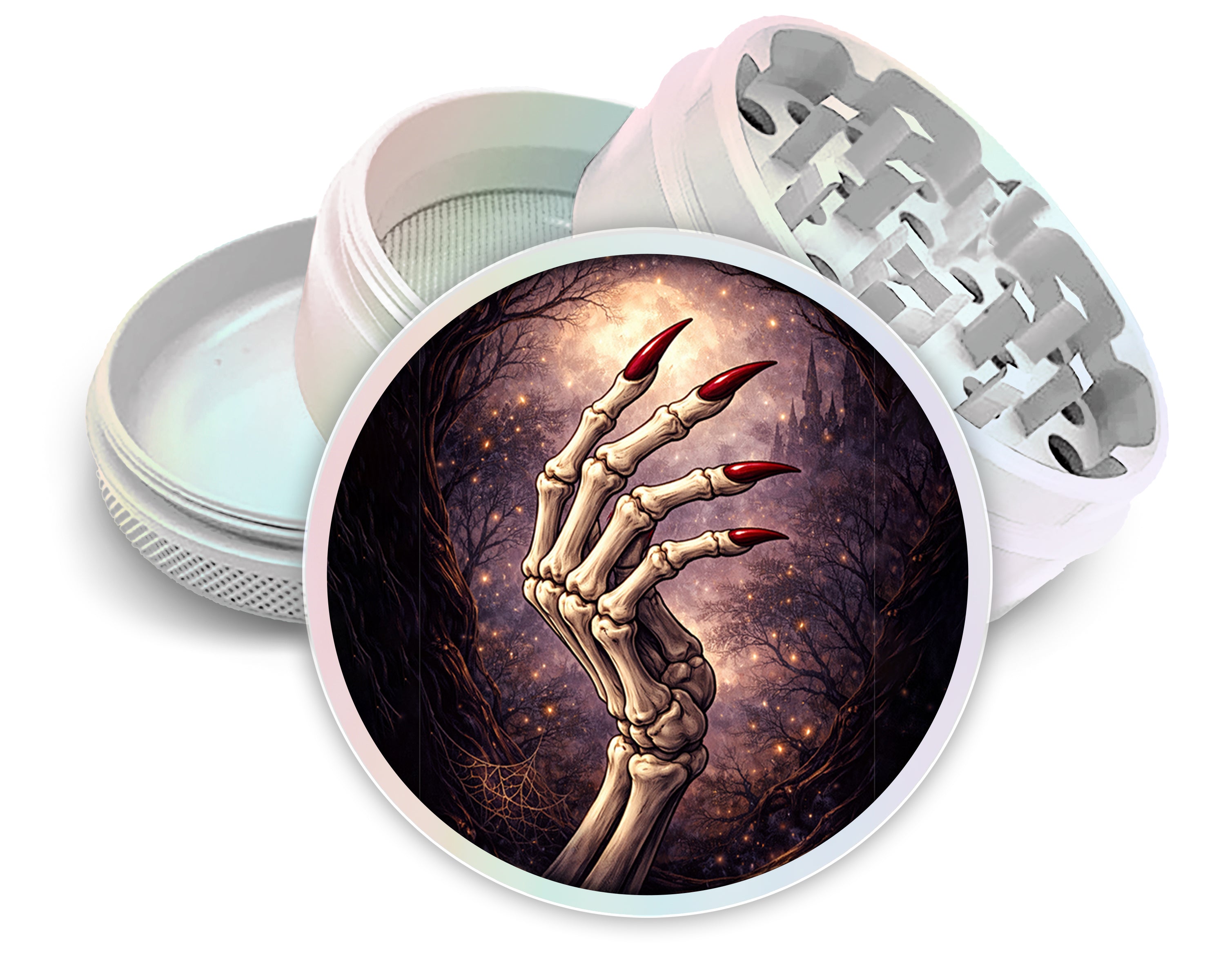 Crimson Clawed Skeleton Hand Spice Grinder White Grinder