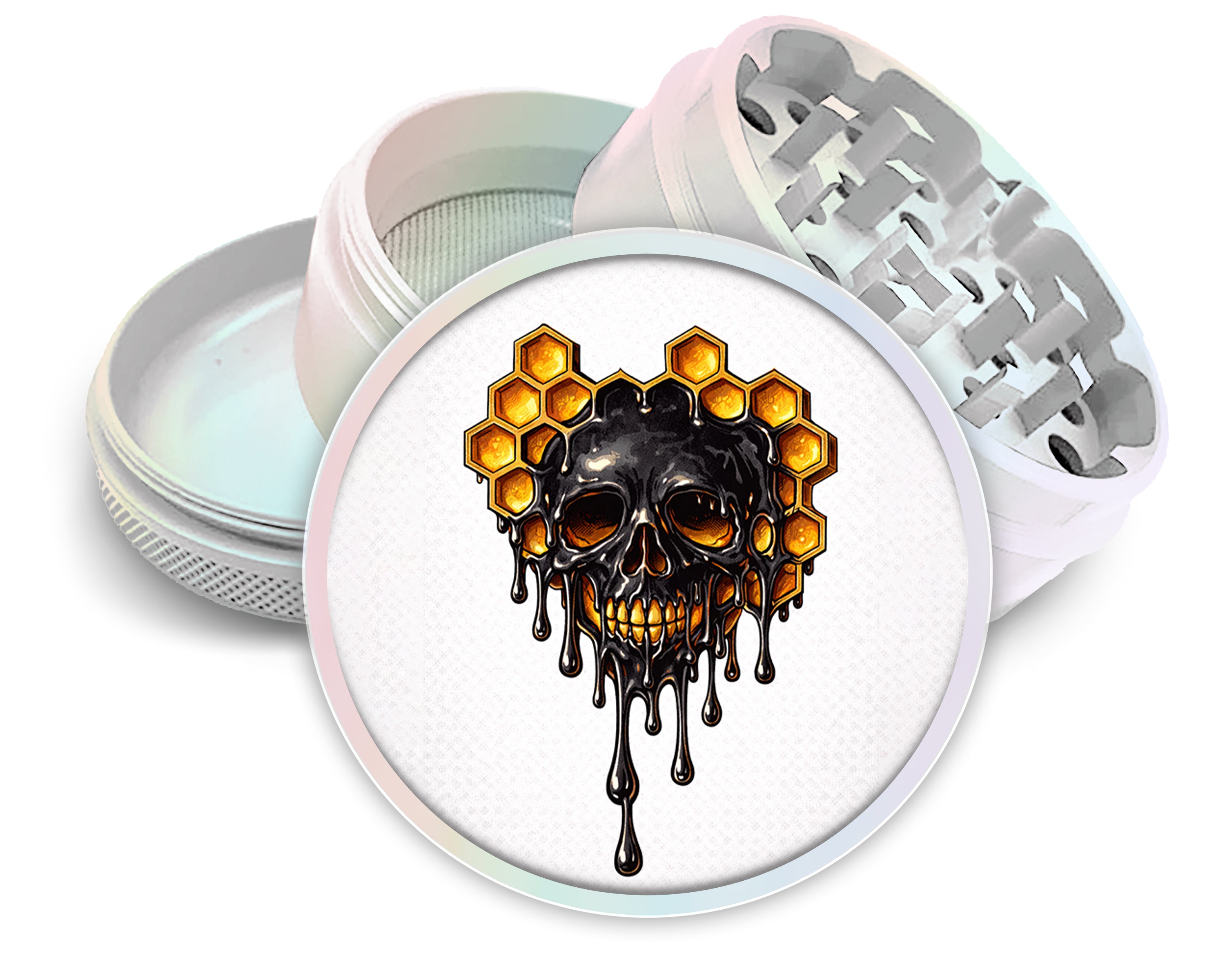 Honeycomb Skull Drip Spice Grinder White Grinder