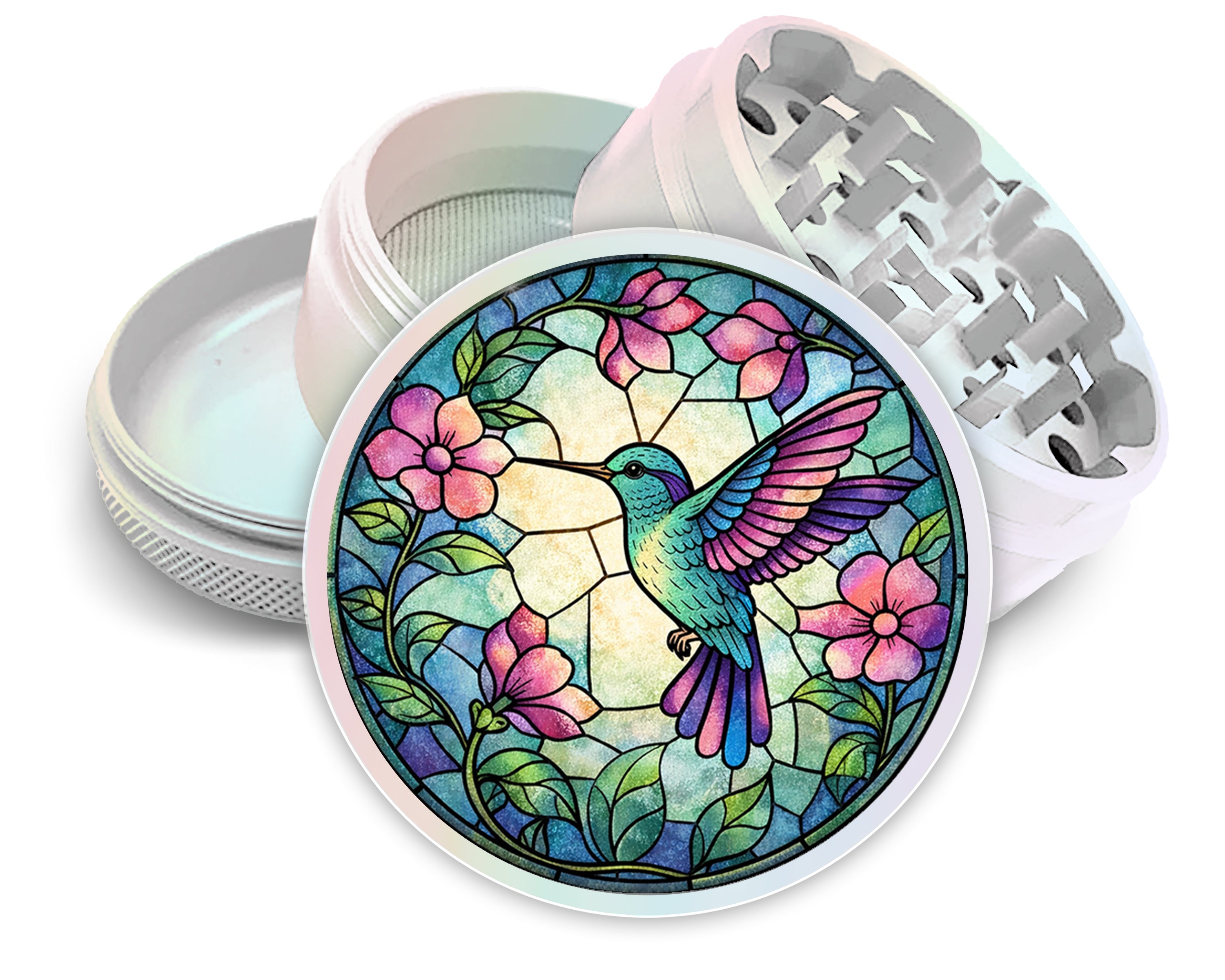 Stained Glass Hummingbird Spice Grinder White Grinder