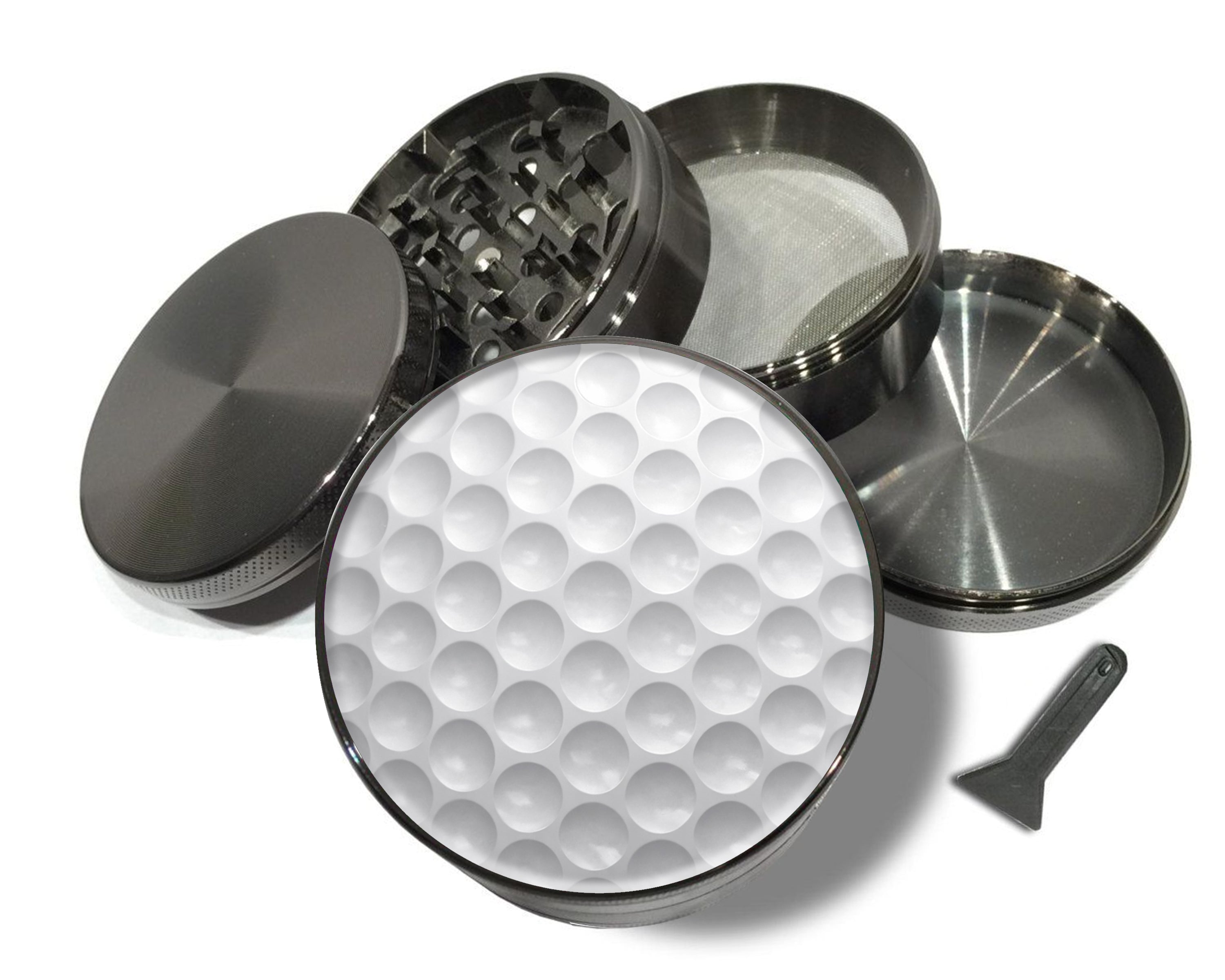 White Dimpled Golf Ball Spice Grinder Grey Grinder