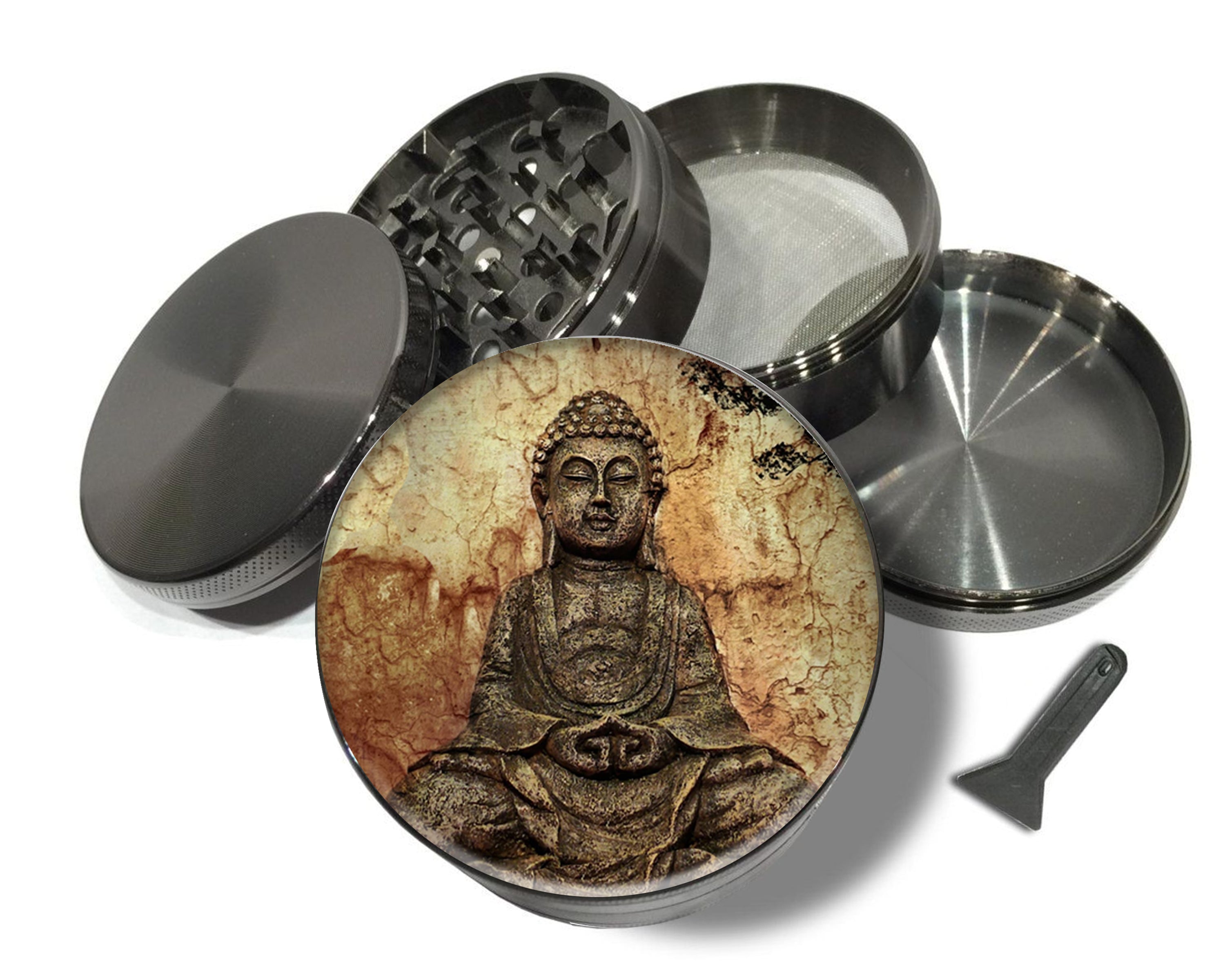 Buddha Pattina Buddhist Statue Spice Grinder Grey Grinder