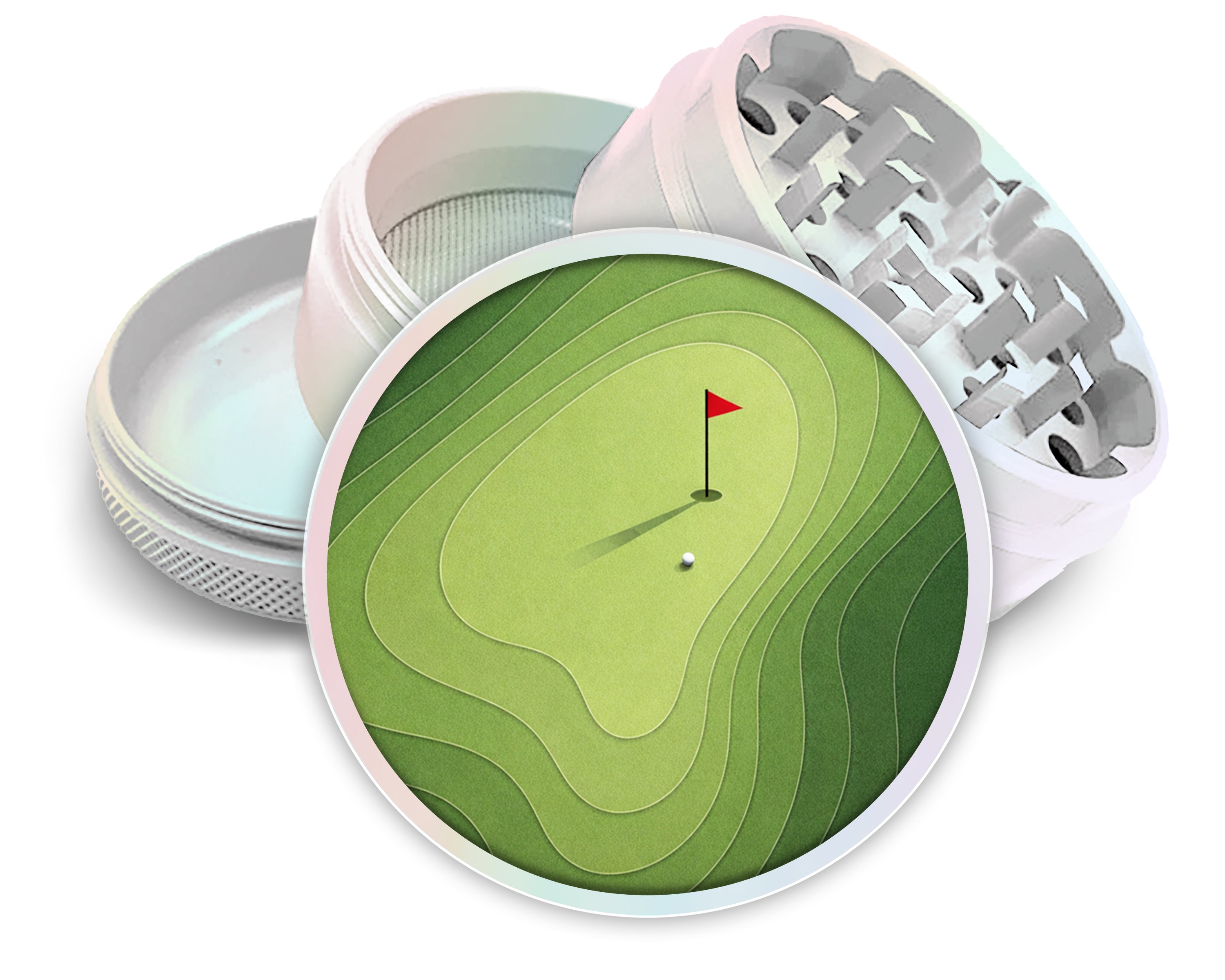 Topographic Golf Green Flag Spice Grinder White Grinder
