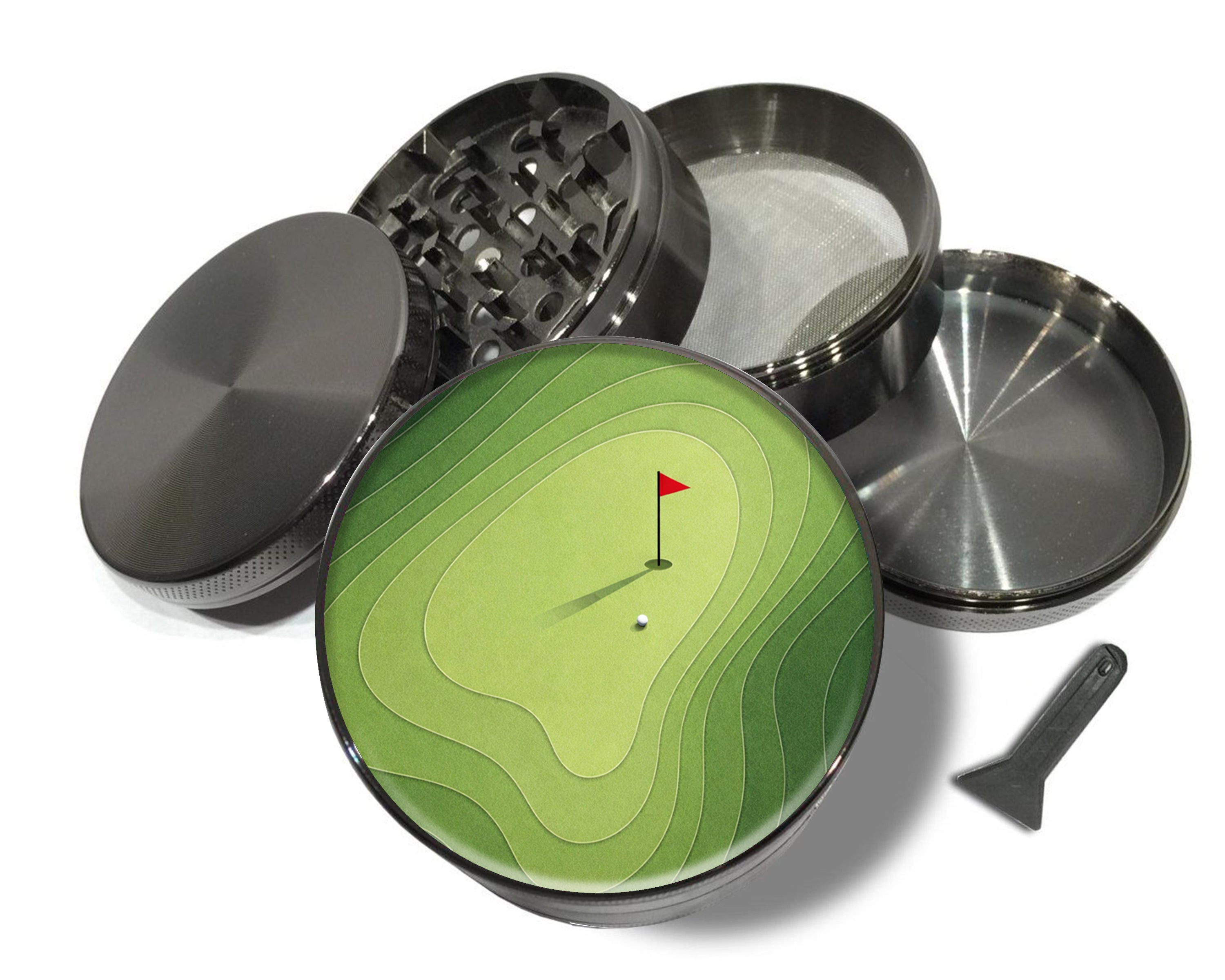 Topographic Golf Green Flag Spice Grinder Grey Grinder