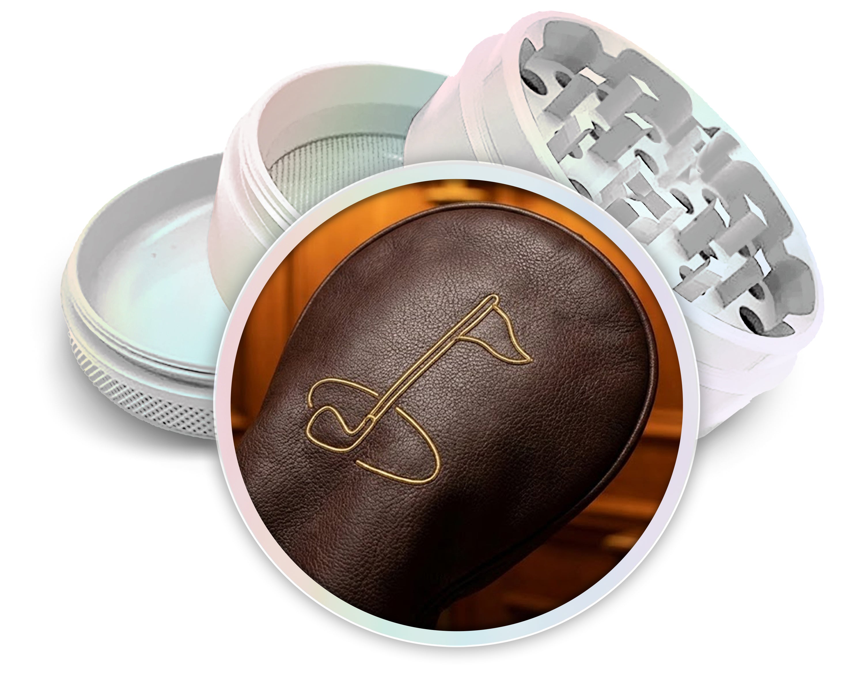 Leather Golf Bag Spice Grinder White Grinder