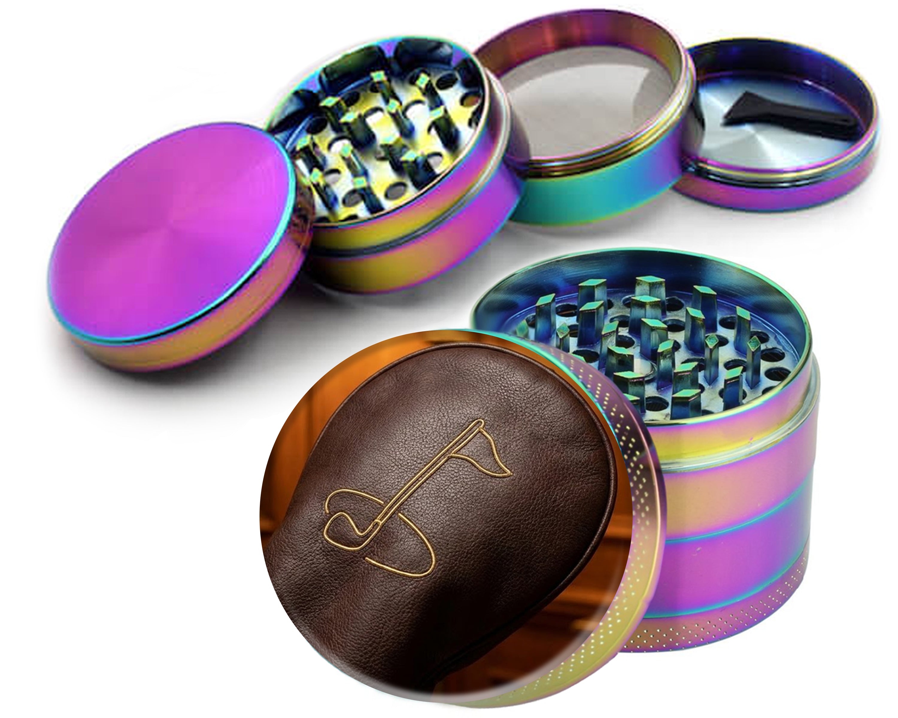 Leather Golf Bag Spice Grinder Rainbow Grinder