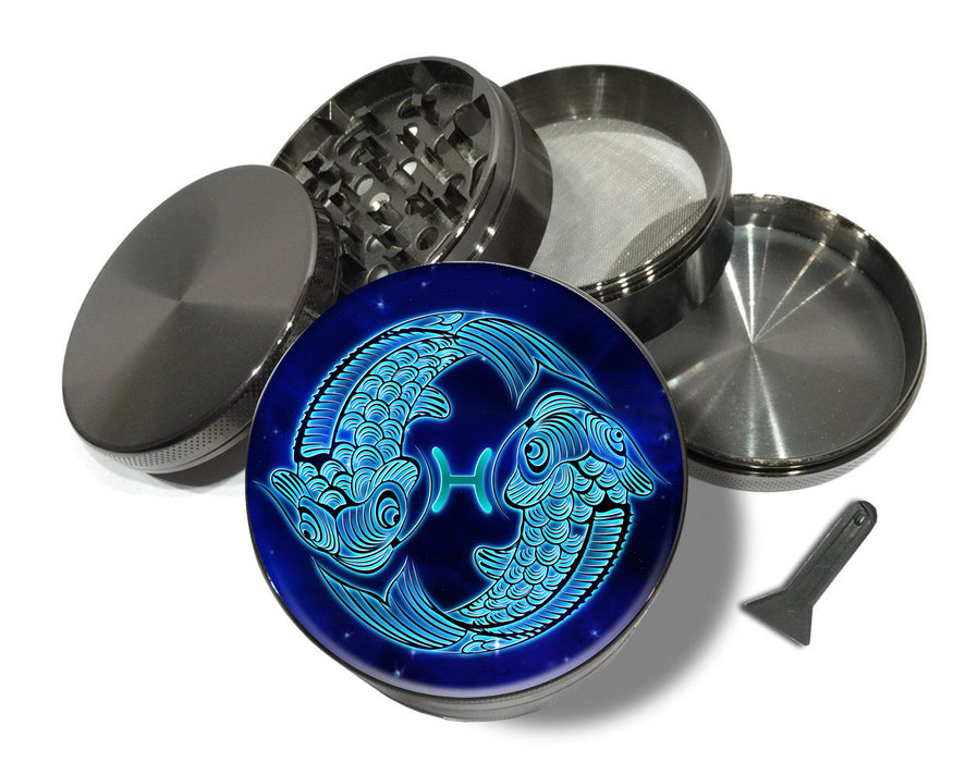 Pisces Zodiac Sign Astrology Spice Grinder Grey Grinder