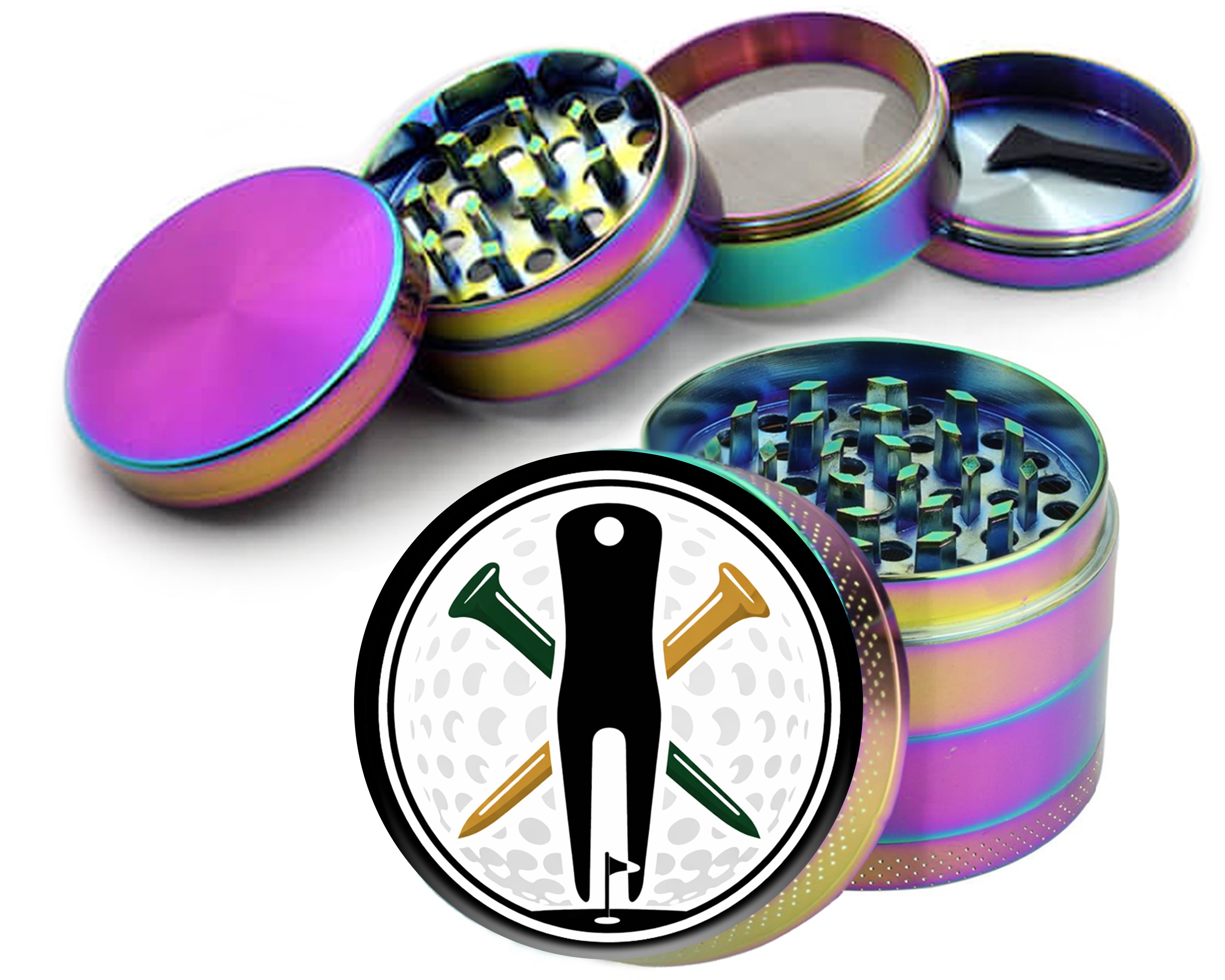 Golf Tee Divot Tool Spice Grinder Rainbow Grinder