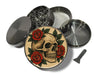 Skull with Red Roses Tattoo Flash Style Spice Grinder Grey Grinder