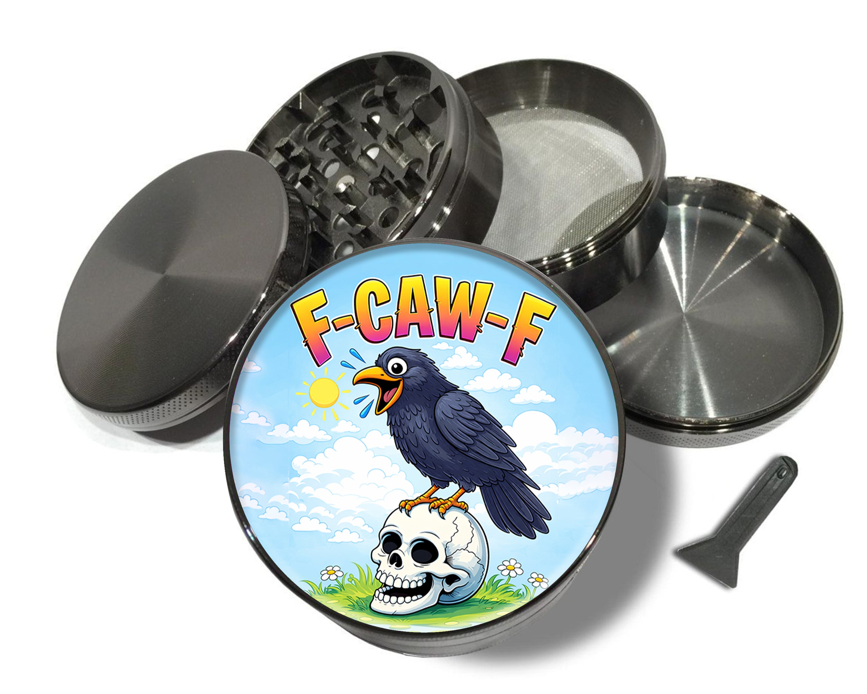 F-Caw-F Foul Mouthed Crow Spice Grinder Grey Grinder