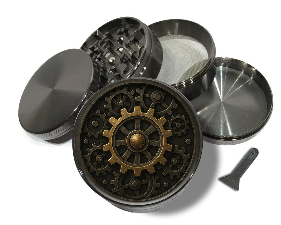 Steampunk Gear Clockwork Circle Art Spice Grinder Grey Grinder