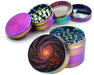 Black Hole Galaxy Spiral with Red Rose Spice Grinder Rainbow Grinder