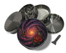 Black Hole Galaxy Spiral with Red Rose Spice Grinder Grey Grinder