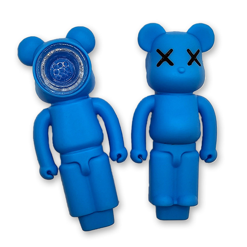 Urban Graffiti Bear Silicone Novelty Tube - X-Eyes Design, 4.5" Collectible with Glass Insert