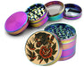 Classic Skull and Roses Flash Tattoo Design Spice Grinder Rainbow Grinder