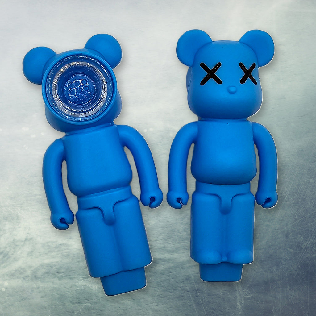 Urban Graffiti Bear Silicone Novelty Tube - X-Eyes Design, 4.5" Collectible with Glass Insert