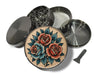 Traditional Red Rose Tattoo Design on Beige Spice Grinder Grey Grinder