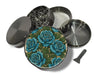 Blue Vintage Rose Pattern Traditional Style Spice Grinder Grey Grinder
