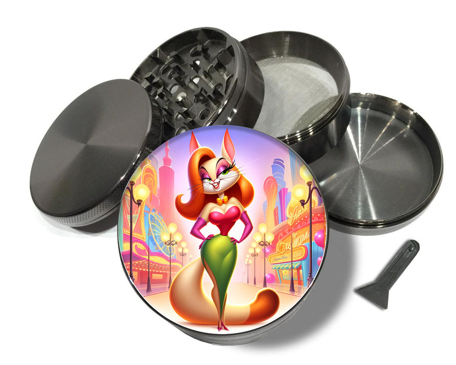Jessica Rabbit as a Cat Grinder, Bombshell Feline Animated Spice Grinder Grey Grinder