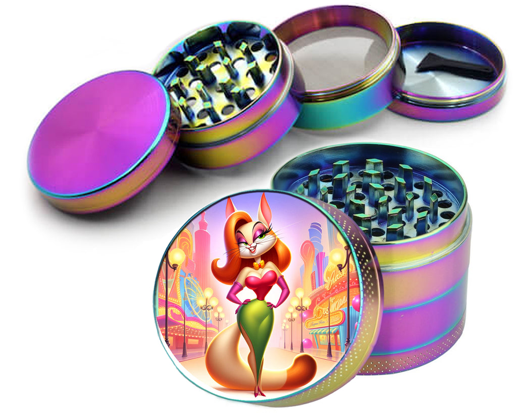 Jessica Rabbit as a Cat Grinder, Bombshell Feline Animated Spice Grinder Rainbow Grinder