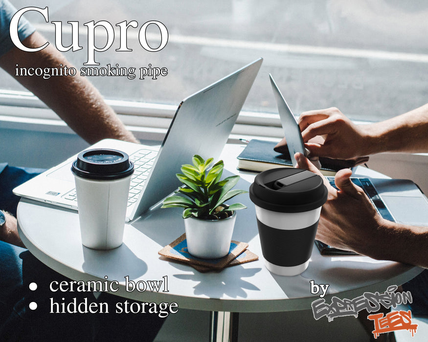 White Cupro Coffee Mug for Flower and Incognito Uses | Hidden Hookah Pipe | Discreet Smoking | Hidden Bowl Storage