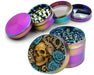 Gothic Skull with Roses and Chains Tattoo Aesthetic Spice Grinder Rainbow Grinder