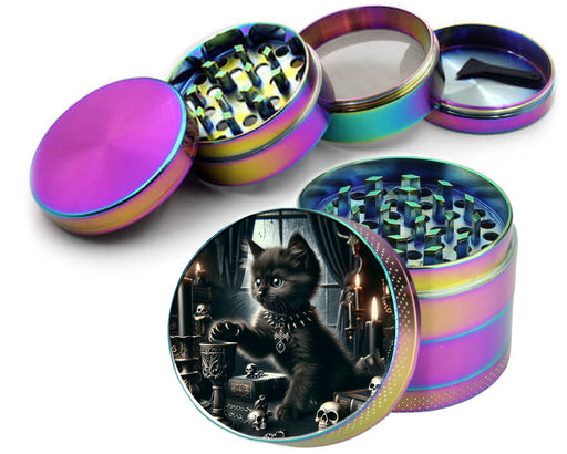 Goth Kitten, Whimsigoth Cat Spice Grinder Rainbow Grinder