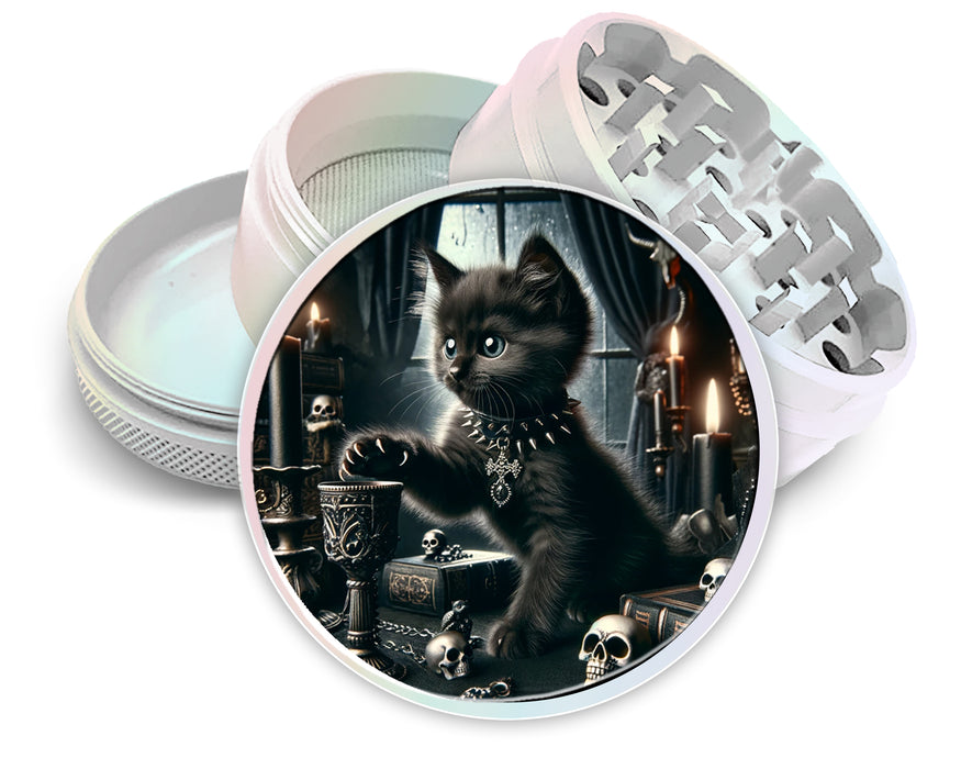 Goth Kitten, Whimsigoth Cat Spice Grinder White Grinder