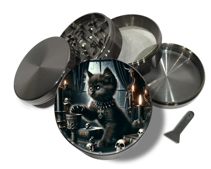 Goth Kitten, Whimsigoth Cat Spice Grinder Grey Grinder