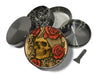 Grunge Skull and Rose Flash Art Circle Design Spice Grinder Grey Grinder