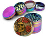 Grunge Skull and Rose Flash Art Circle Design Spice Grinder Rainbow Grinder