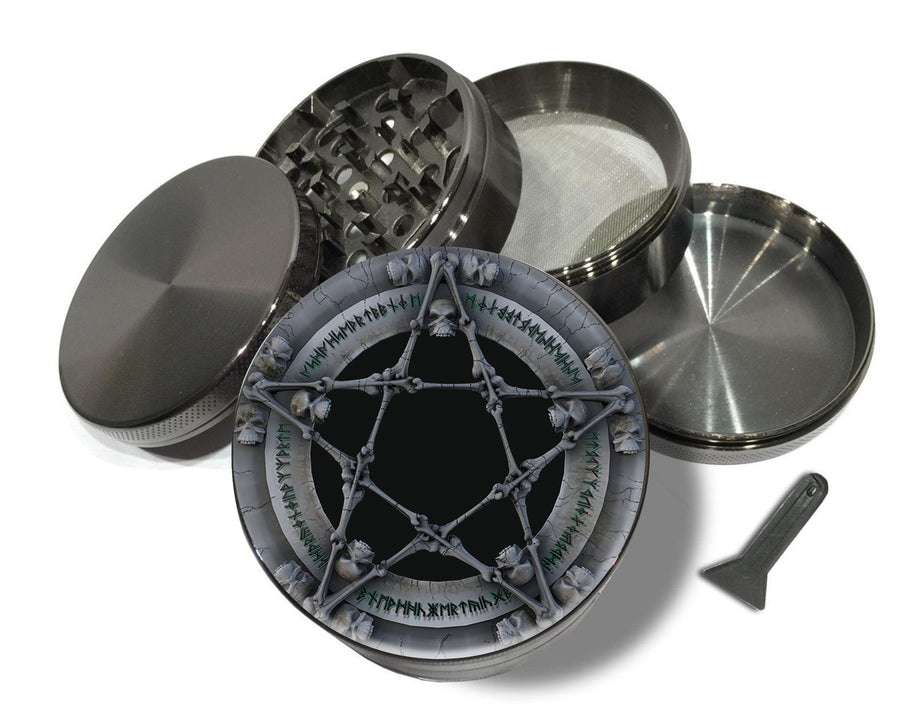 Skull & Bones Pentagram Spice Grinder Grey Grinder