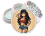 Anime Retro Pin-Up Girl with Long Hair and Tattoos Spice Grinder White Grinder
