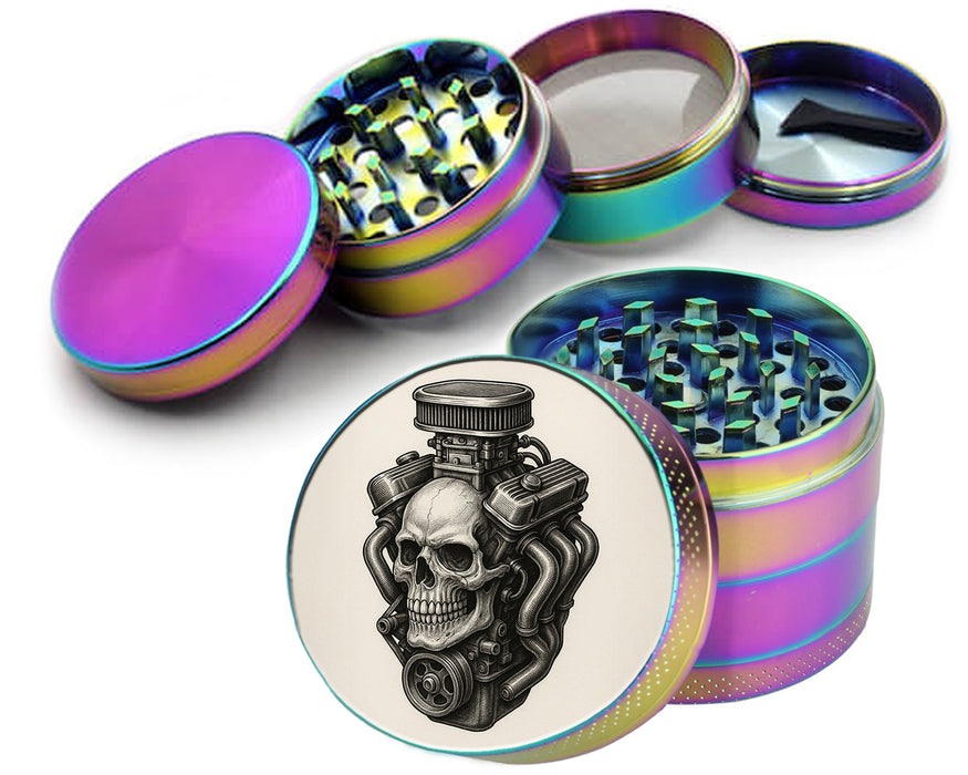 Skull Engine Mashup for Mechanics and Gearheads Spice Grinder Rainbow Grinder