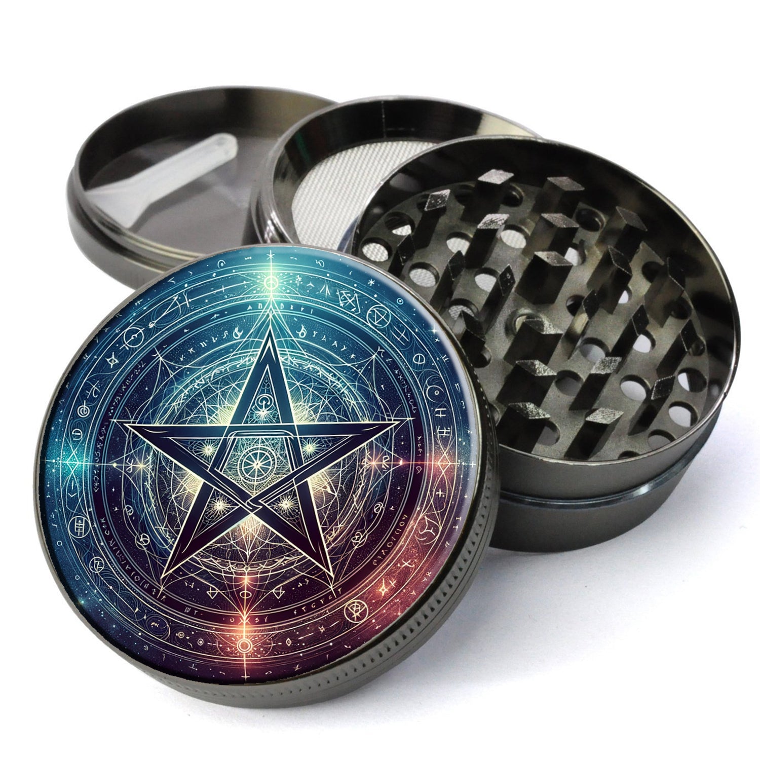 Mystical Pentagram Herb Culinary Spice Mill, Artistic Pentagram Imagery, Large Culinary Spice Mill, Herb Culinary Spice Mill