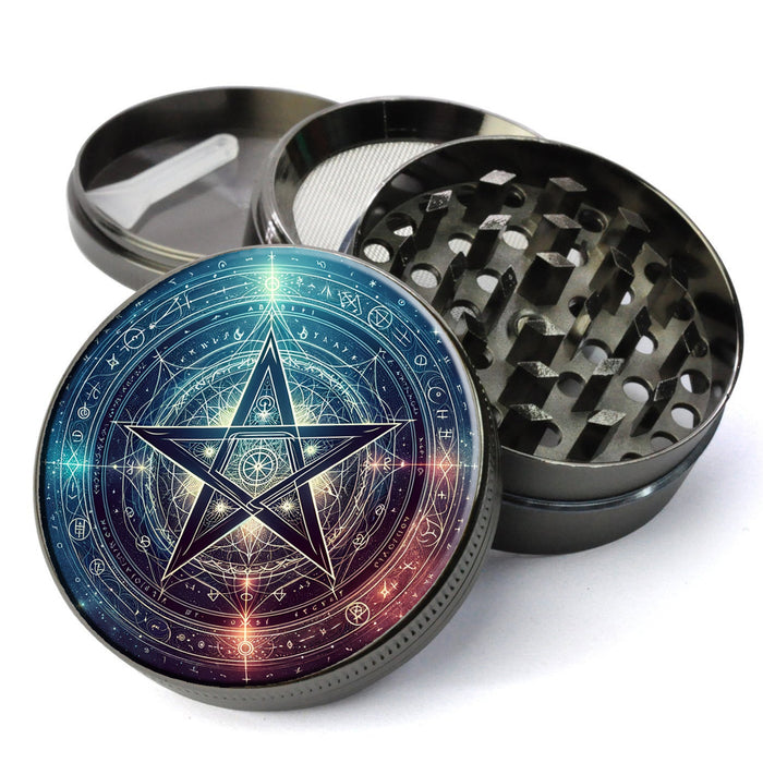 Mystical Pentagram Herb Grinder, Artistic Pentagram Imagery, Large Grinder, Herb Grinder