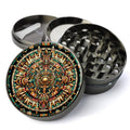 Aztec Mandala Herb Culinary Spice Mill, Symmetrical Manadala with Aztec Imagery, Aztec Symbols Culinary Spice Mill, Large...