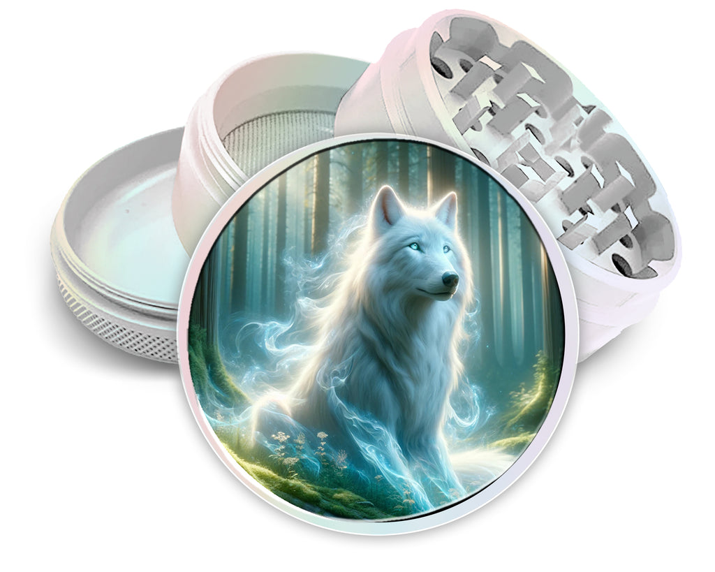 Wolf In A Mystical Forest Spice Grinder White Grinder