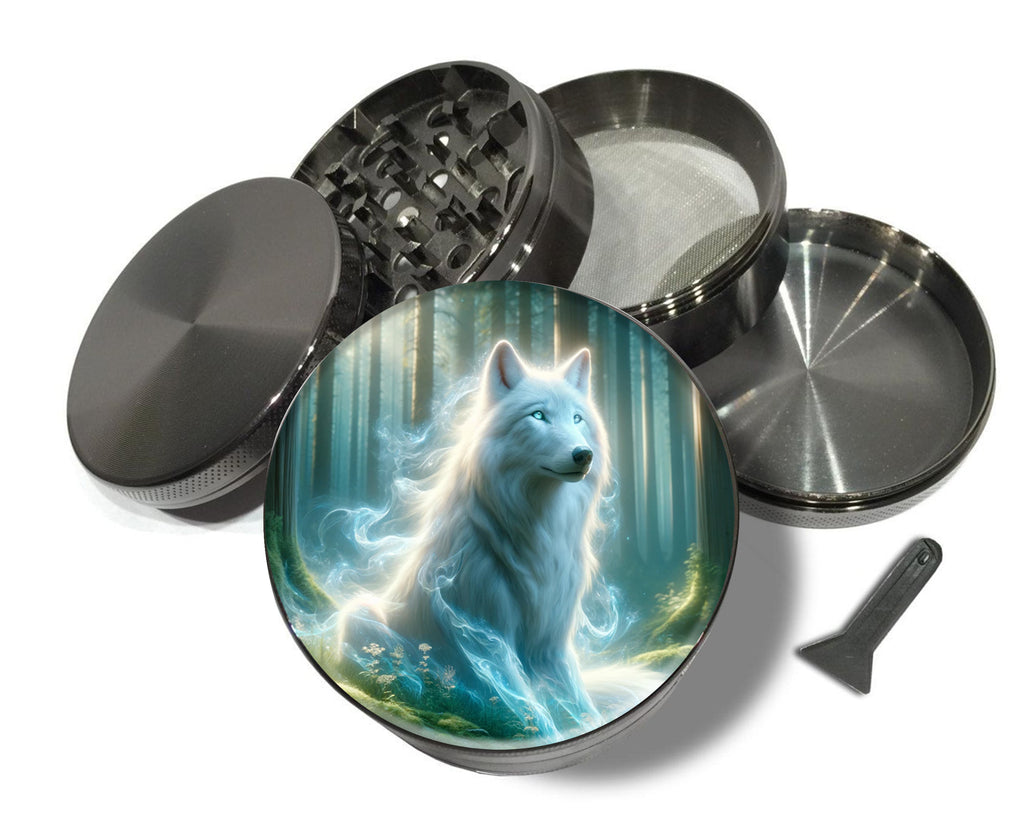 Wolf In A Mystical Forest Spice Grinder Grey Grinder