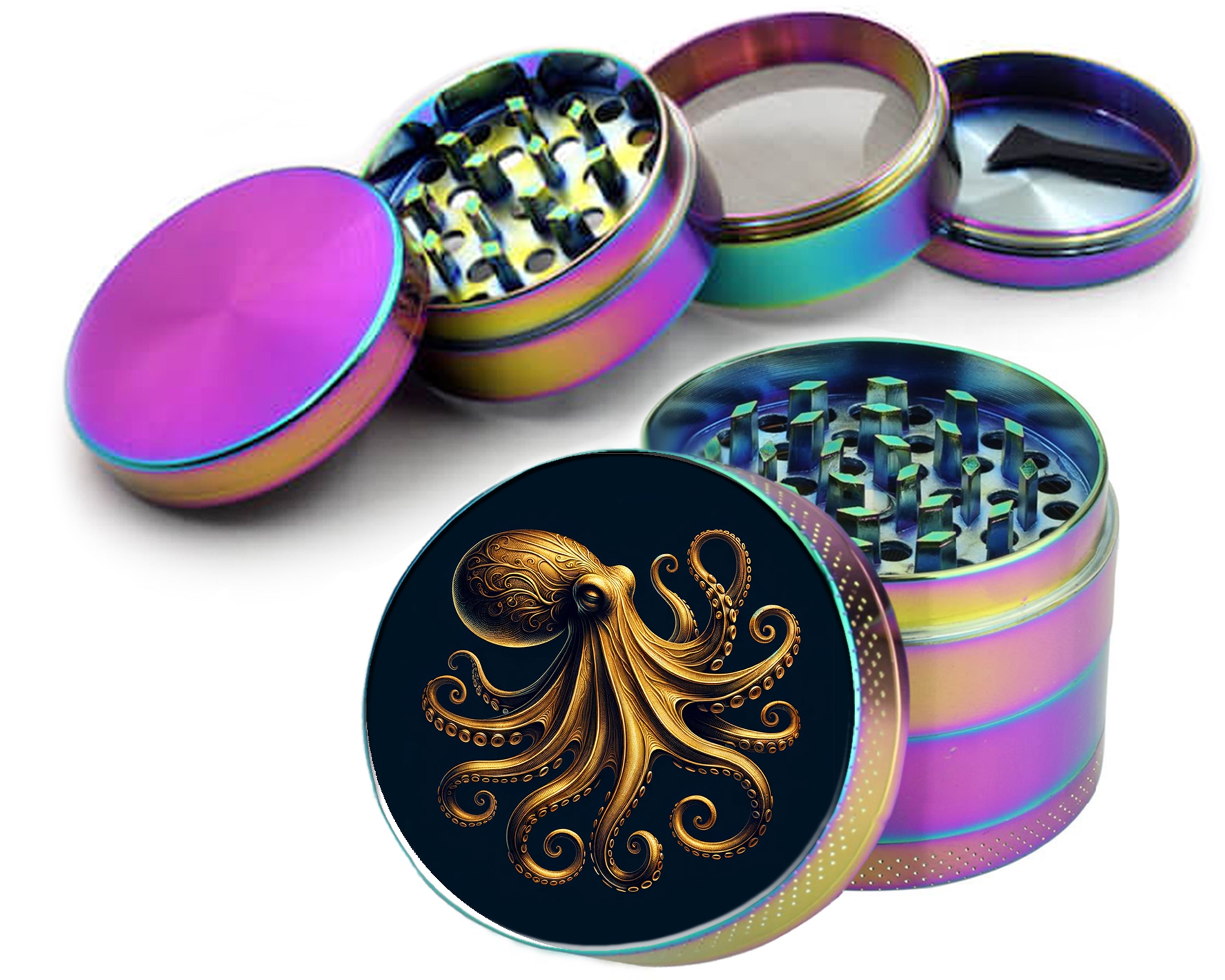 Vintage Golden Octopus Spice Grinder Rainbow Grinder